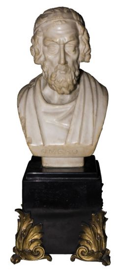 Bust, Greek poet, Homer, Alabaster, Marble, gold, Alabaster, Bust of Homer, Decorative objects
