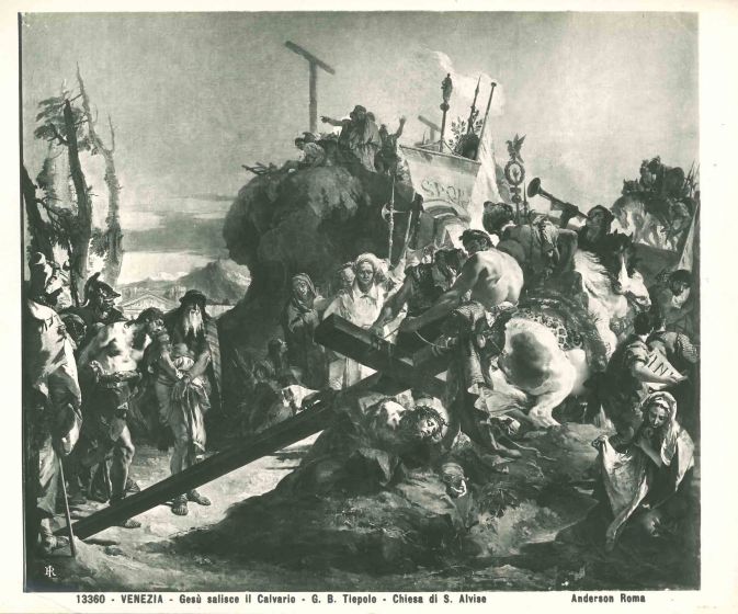 Jesus Climbs up the Calvary  By Tiepolo - Vintage  Photograph  of  Painting 