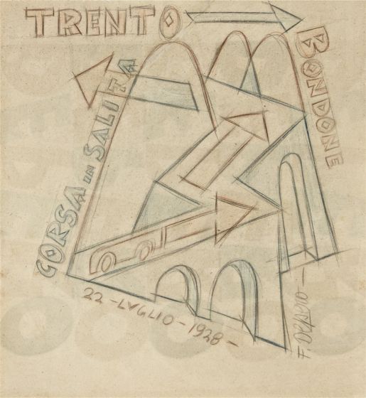 Trento-Bondone Corsa in salita by Fortunato Depero - Futurist Artwork