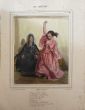 "Les Lorettes"  is an original hand-watercolored lithograph on ivory-colorated paper by Anonymous Artist of XX Century.