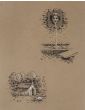 "Studies" 1880s  is an original china ink drawing on brown-colorated paper by Anonymous Artist of XIX Century.