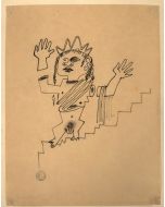 Jean Cocteau's China Ink From La Machine Infernale by Jean Cocteasu - Surrealist Artwork 