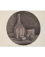 Grande Natura Morta Circolare con Bottiglia e Tre Oggetti - Giorgio Morandi - Modern Art