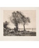 Souvenir de Martigues by Frédéric Émile Jeannin, after Camille Corot - Modern Artwork