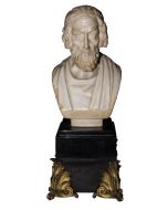Bust, Greek poet, Homer, Alabaster, Marble, gold, Alabaster, Bust of Homer, Decorative objects
