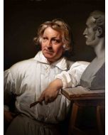 Portrait of Berthe Thorwaldsen with Horace Vernet's bust - Horace Vernet - Modern Art 