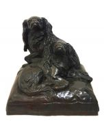 Couple of Cavalier King Spaniel on a pillow by Charles Valton - Modern Artwork