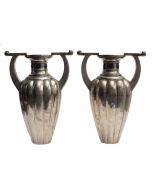 Pair of Two-Handles Silver 800 Vases by Bellotto