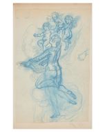 Study with three Angels by Adolphe Léon Willette - Contemporary Artwork