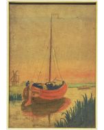 Lake Landscape with Boat by Marius Carion - Modern Artwork