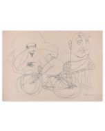 Man On A Bicycle by Mino Maccari - Modern Artwork