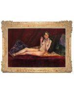 Laying Nude with Blue Lace by Antonio Feltrinelli - Contemporary Artwork 