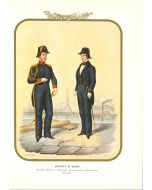 Army of the Sea: Ensign - Lithograph by Antonio Zezon. Naples 1855