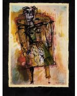 Figure is an original drawing in mixed media on cardboard, realized by Sergio Barletta in 1962.