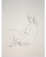 Nude is an original Vintage Offset Print on ivory-colored paper, realized by Franco Gentilini (Italian Painter, 1909-1981), in Late 20th Century.