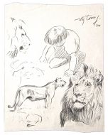 Study of lions and child by Wilhelm Lorenz