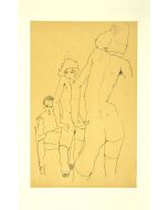Schiele Drawing A Nude Model In Front Of A Mirror by Egon Schiele - Modern Artworks 