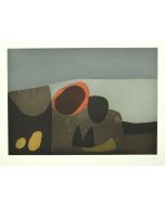 Volcanoes is an original print in etching technique on cardboard, signed by Afro Basaldella (1912-1976), In 1974S.