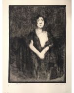 A. BESNARD, Le Modèle au Manteau Noir, Etching and dry-point. 1925.