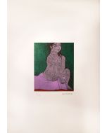Domenico Cantatore, Donna seduta ( Woman sitting), Etching and Colored Aquatint, 1960, Modern Art, Modern Artwork