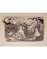 Mino Maccari, Funeral Love, 1967, Litograph, Modern Art, Artwork,