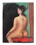 Contemporary art, Artwork, Print, Lithograph, Franco Gentilini, Nudo di Luisa
