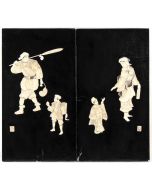 A Pair of Lacquered and Inlaid Wooden Panels - Japan Late 19th Century