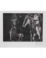 Pablo Picasso - Old Man and Woman Leaning on the Neck of His Horse - Contemporary Artwork