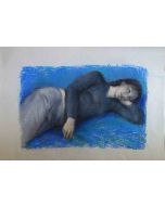 Aurelio Bulzatti - Donna Sdraiata Fondo Blu - Contemporary Art