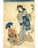 Utagawa Kuniyoshi - Actor in Onnagata Role Accompanied by a Kamuro - Modern Artwork