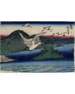 After Hiroshige - Crane over Seascape - Modern Artwork