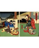 Utagawa Hirosada - Scene at Night on a Veranda - Modern Artwork