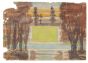 "Landscape" 1936's is an original drawing in watercolor on paper, realized by Jean Delpech (1916-1988). 