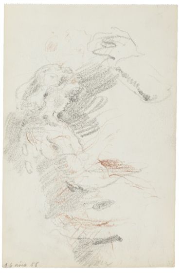"Studies" is an original drawing in tempera on paper, realized by an Anonymous French Artist of the XX Century . 