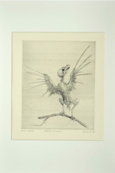 Bird on the Branch is an original colored etching artwork on paper realized by Leo Guida in 1972.