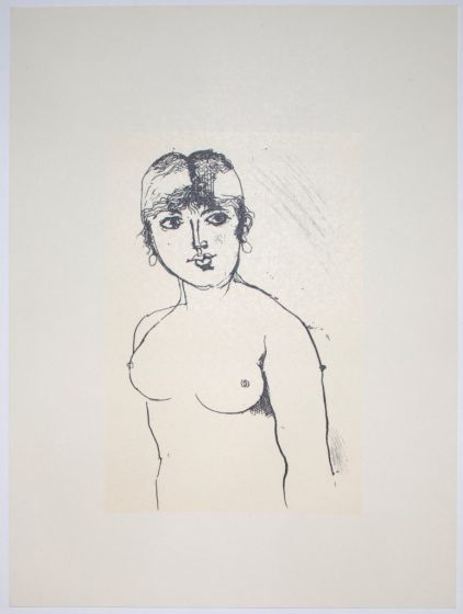Nude is an original Vintage Offset Print on ivory-colored paper, realized by Franco Gentilini (Italian Painter, 1909-1981), in Late 20th Century.