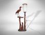 Vintage Wooden Lamp with Bird