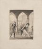 "Gallant Scene"  is an original pencil drawing on paper, glued on ivory-colorated cardboard by Anonymous Artist of XIX Century.