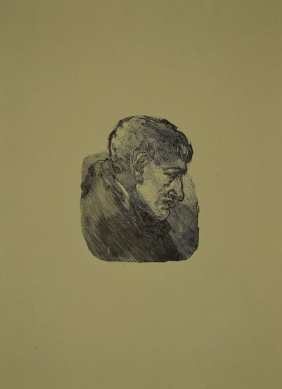 Portrait of Giorgio Morandi is an original modern artwork realized the half of the XX Century by the Italian artist Mino Maccari (Siena, 1898 - Rome, 1989).