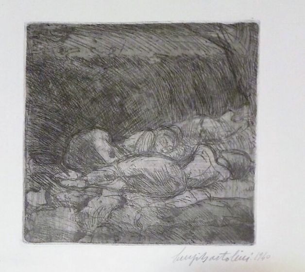 Artwork, Modern Art, Etching, Print, Luigi Bartolini, Figure di donne addormentate