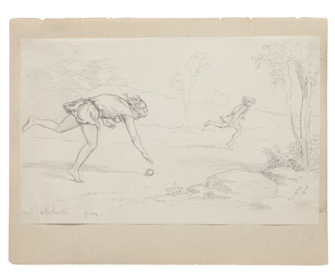 "Ball Game" is an original drawing in tempera on paper, realized by Gabriel Guèrin