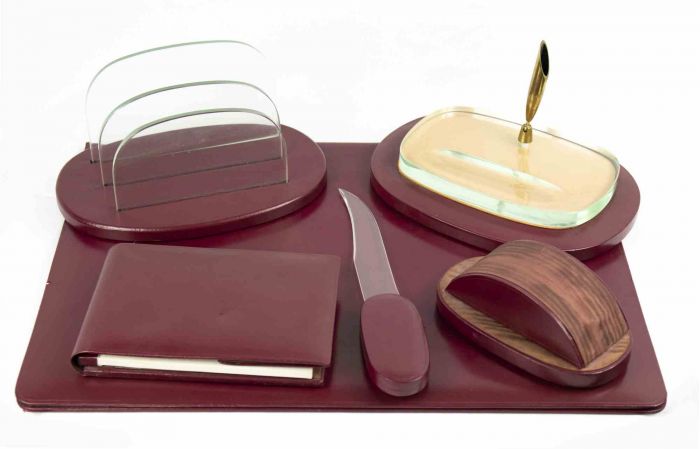 Vintage Leather Desk Complete Set