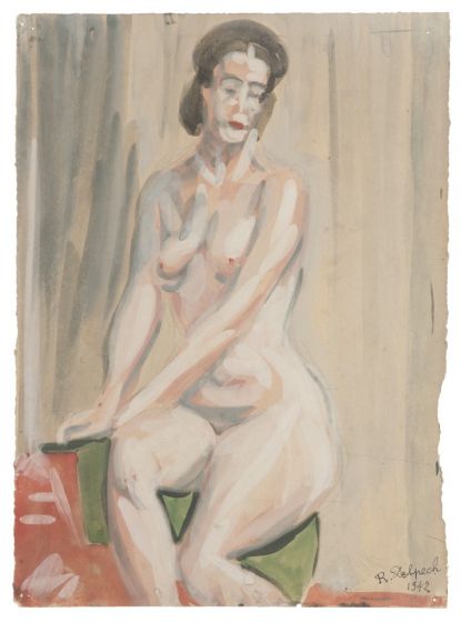 Nude is an original drawing in watercolor on paper, realized by Jean Delpech (1988-1916). 