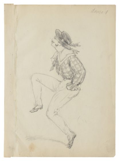 "Dancer" 1940's is an original drawing in pencil on paper, realized by an Anonymous Artist of the XX Century . 