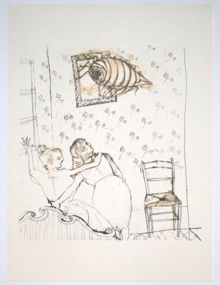 The Insect is an original print in Etching and drypoint technique on ivory-colored paper, realized by Anonymous Artist, in Mid 20th Century.