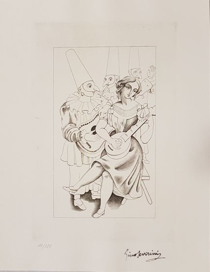 Gino Severini, Colombina, Engraving, 1922, Modern Art Artwork, Graphic Art