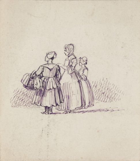"Figures" is an original drawing in ink on paper, realized by an Anonymous Artist of the XX Century . 