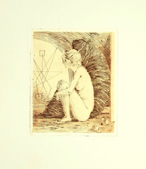 Nude is an original black and white etching realized  by Leo Guida.