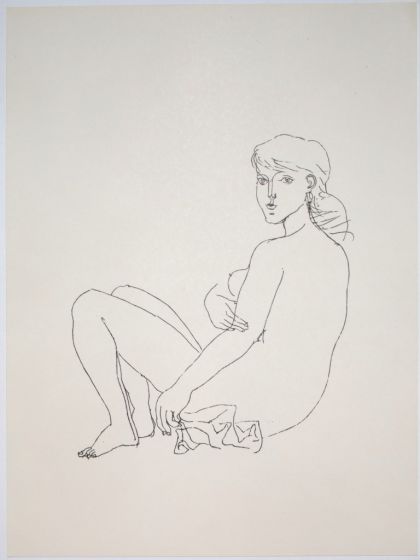 Nude is an original Vintage Offset Print on ivory-colored paper, realized by Franco Gentilini (Italian Painter, 1909-1981), in Late 20th Century.