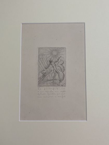 "The Couple" is an original print in etching technique on ivory-colorated paper by Jean Ronfor Boubée.